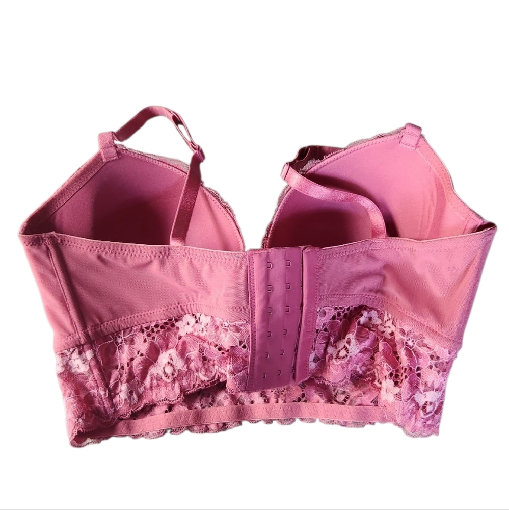 10/$20 Adore Me Floral Lace Pink Longline Demi Bra - Picture 2 of 5